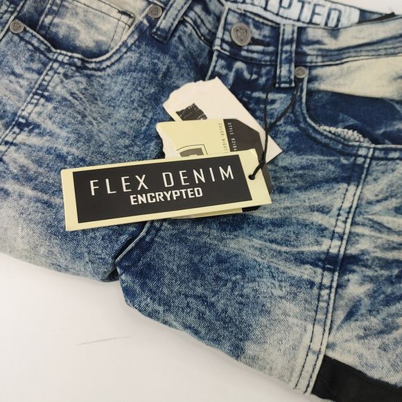 NWT Encrypted NYC Flex Denim Bleached Zip Jeans Zippered Knees Women Size: 10 - Picture 11 of 15